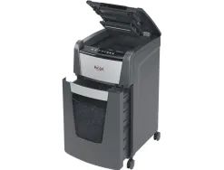 Destructeur rexel optimum autofeed+ 225x coupe croisee 4x26mm 225f agrafes cartes credit trombones securite 4