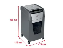 Destructeur rexel optimum autofeed+ 225x coupe croisee 4x26mm 225f agrafes cartes credit trombones securite 4