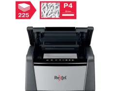 Destructeur rexel optimum autofeed+ 225x coupe croisee 4x26mm 225f agrafes cartes credit trombones securite 4