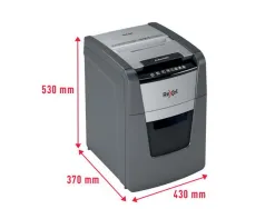 Destructeur rexel optimum autofeed+ 100x coupe croisee 4x28mm 100f agrafes cartes credit trombones securite 4