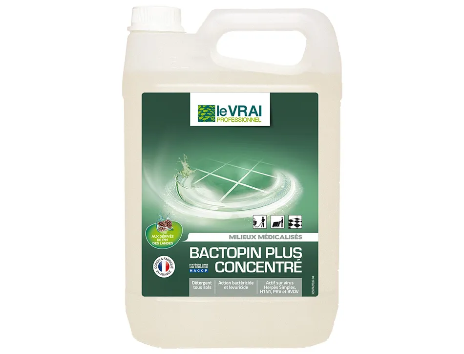 Detergent desinfectant le vrai professionnel bactopin tous types de surfaces collectivites milieux