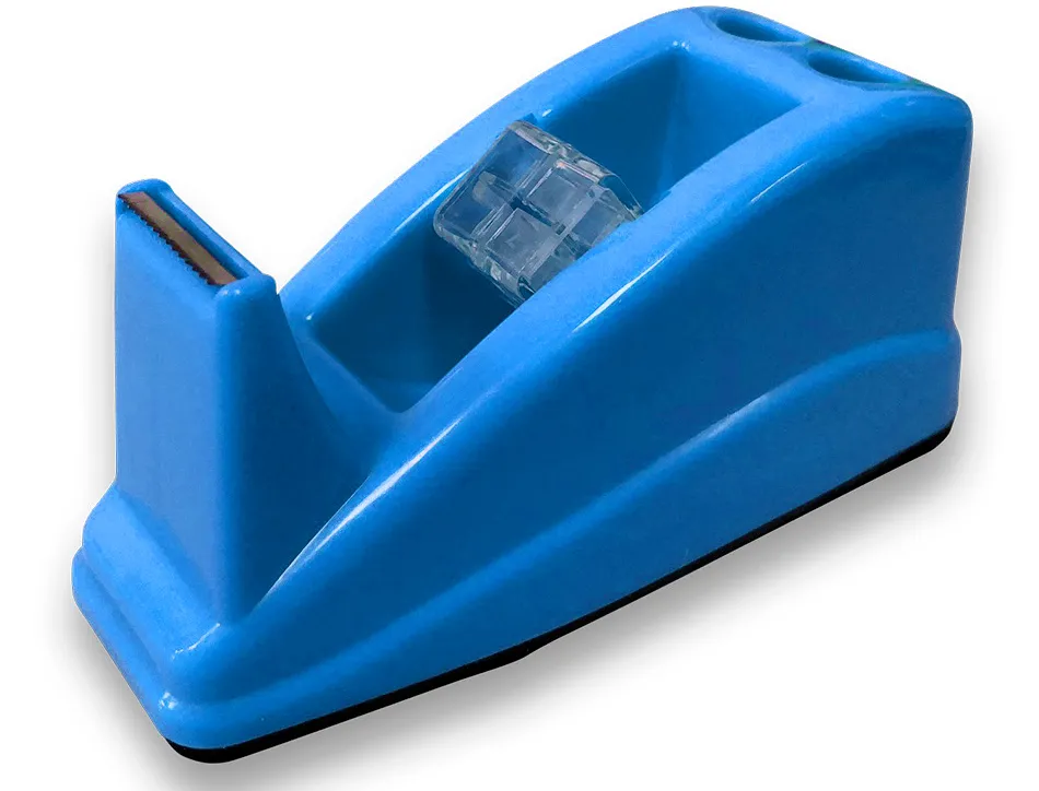 Devidoir de comptoir de ruban adhesif pour rouleau de 33m 135x58x60 mm coloris bleu