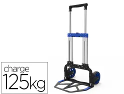 Diable viso manutention pliant telescopique aluminium bavette rabattable roues caoutchouc charge maximale 125kg