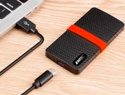 Disque dur ssd portable emtec x200 power plus usb-c 3.1 gen1 transfert haute vitesse grande capacite de stockage 256gb