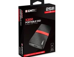 Disque dur ssd portable emtec x200 power plus usb-c 3.1 gen1 transfert haute vitesse grande capacite de stockage 256gb