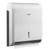 Distributeur essuie-mains coldis plastique compatible pliage v ouverture frontale clé 26.5x34x11cm 400/600f blanc/gris