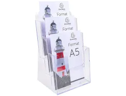 Distributeur exacompta polystyrene format a5 veertical 3 compartiments transparent