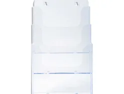 Distributeur exacompta polystyrene format a5 veertical 3 compartiments transparent