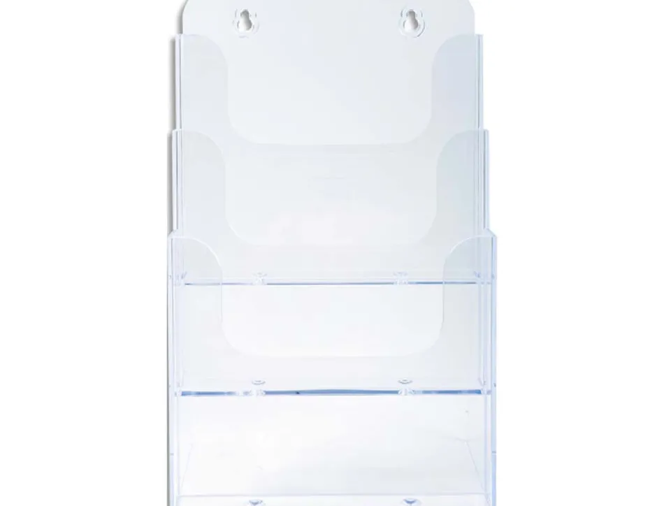 Distributeur exacompta polystyrene format a5 veertical 3 compartiments transparent