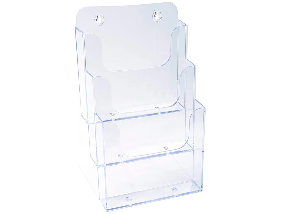 Distributeur exacompta polystyrene format a5 veertical 3 compartiments transparent