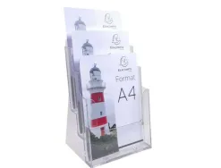 Distributeur exacompta polystyrene format a4 veertical 3 compartiments transparent
