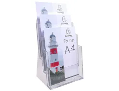 Distributeur exacompta polystyrene format a4 veertical 3 compartiments transparent
