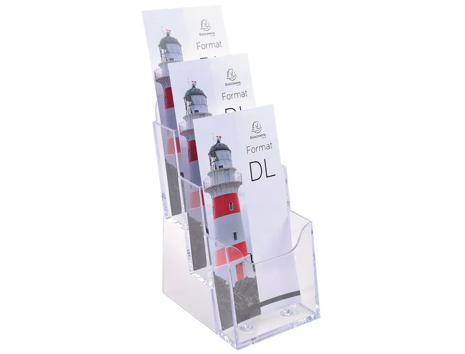 Distributeur exacompta simple format prospectus 1/3 a4 vertical 3 compartiments de profondeur 28mm