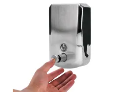 Distributeur savon liquide q-connect manuel acier inoxydable 800ml 179x56x115mm