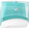 Distributeur tork de chiffons plies w4 capot transparent distribution f/f coloris turquoise/blanc