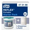 Distributeur tork reflex essuie-mains m4 performance portable devidage central coloris blanc et turquoise