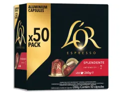 Dosettes cafe l or espresso splendente boite 50 unites