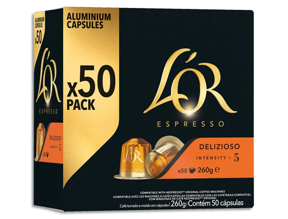 Dosettes de cafe espresso ristretto l'or 50 unites