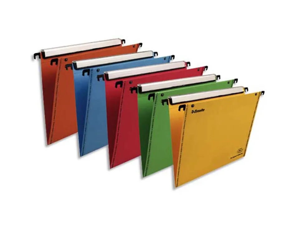 Dossier suspendu esselte vmg tiroir carton kraft 240g fond v bouton-pression coloris assortis paquet 10