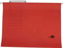 Dossier suspendu liderpapel papier cartonné kraft 250g a4 tiroir viseur supérieur fond v baguette métallique rouge
