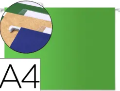 Dossier suspendu liderpapel papier cartonné kraft 250g a4 tiroir viseur supérieur fond v baguette métallique vert