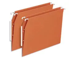 Dossier suspendu l'oblique economique kraft orange 220g armoire entraxe 330m hauteur 275mm fond v boite 25 unites