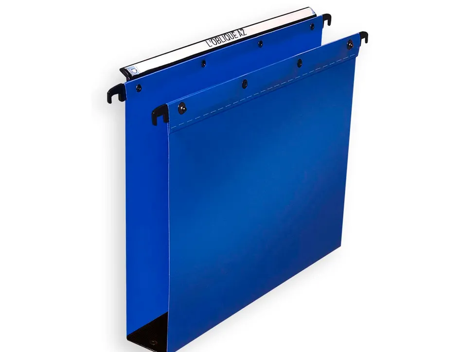 Dossier suspendu l'oblique polypro ultimate 5/10e tiroir entraxe 330mm h250mm fond 50 coloris bleu pack 10 unités
