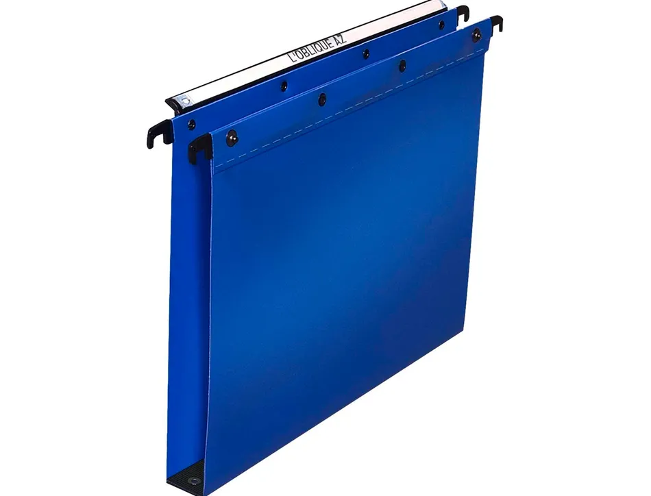 Dossier suspendu l'oblique polypro ultimate 5/10e tiroir entraxe 330mm h250mm fond 30 coloris bleu pack 10 unités