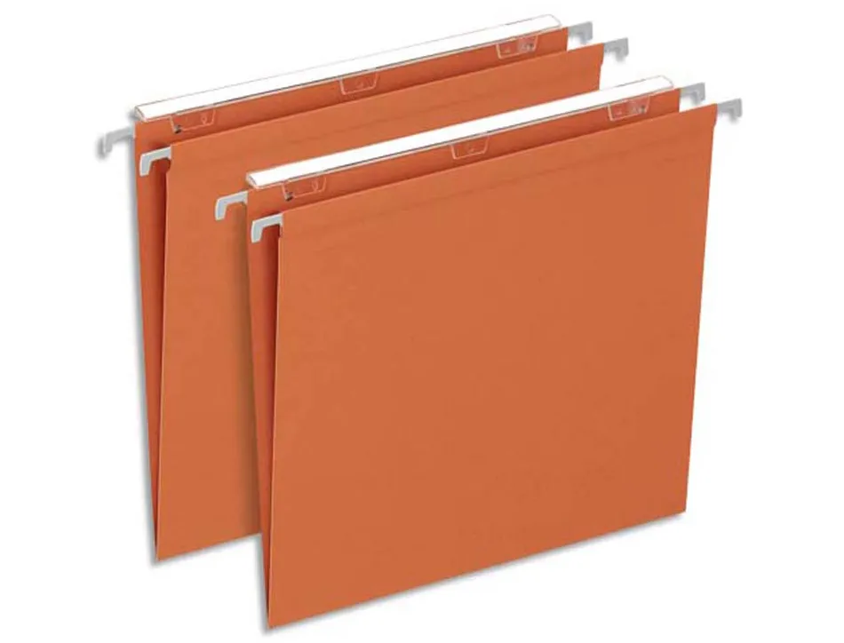Dossier suspendu l'oblique economique kraft orange 210g a4 tiroir entraxe 330mm h250mm fond v boite 25 unites