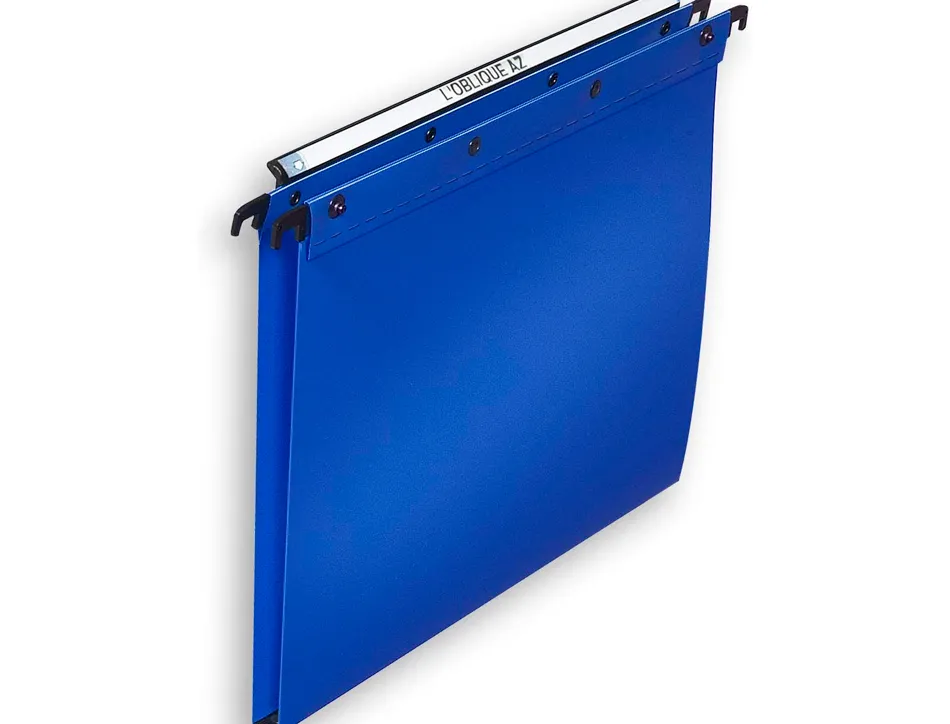 Dossier suspendu l'oblique polypro ultimate 5/10e tiroir entraxe 330mm h250mm fond 15 coloris bleu pack 10 unités