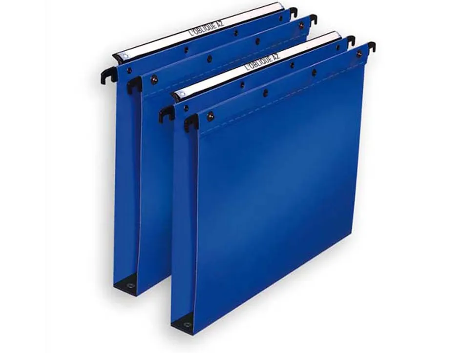 Dossier suspendu l'oblique polypro ultimate 5/10e tiroir entraxe 330mm h250mm fond 15 coloris bleu pack 10 unités