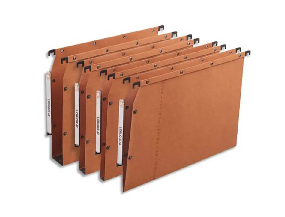 Dossier suspendu l'oblique azv ultimate kraft 240g armoire entraxe 330mm h275mm fond v porte-étiquette boîte 25 unités