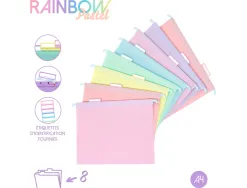 Dossier suspendu viquel rainbow pastel polypropylene coloris assortis lot 8 unites