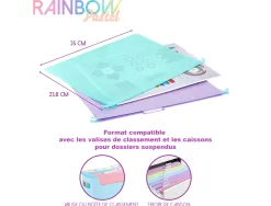 Dossier suspendu viquel rainbow pastel polypropylene coloris assortis lot 8 unites