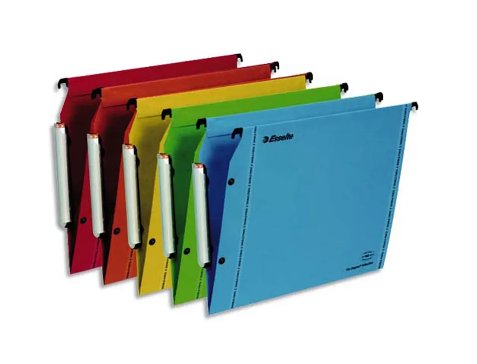 Dossiers suspendus esselte lmg armoire en kraft 240g fond v bouton-pression coloris assortis paquet de 10