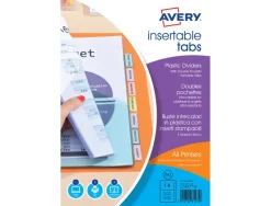 Double pochette intercalaire avery a4+ pp 180 microns 8 touches coloris transparent + onglets bristols imprimables