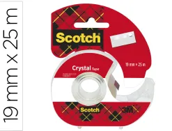 Dévidoir scotch crystal transparent rechargeable + 1 ruban adhésif 19mmx25m