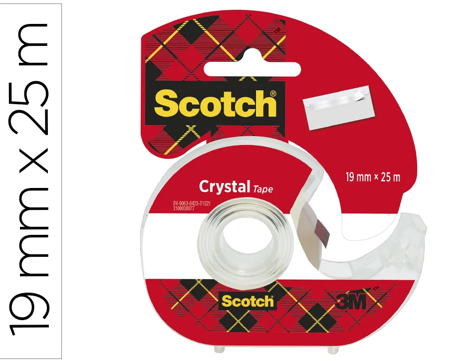 Dévidoir scotch crystal transparent rechargeable + 1 ruban adhésif 19mmx25m