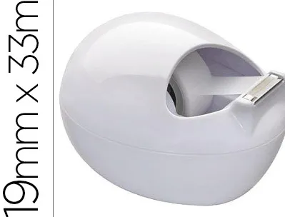 Dévidoir scotch galet blanc + 1 ruban adhésif 19mmx7.5m