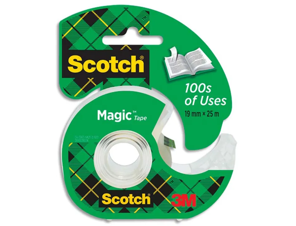 Dévidoir scotch magic transparent rechargeable + 1 ruban adhésif 19mmx25m