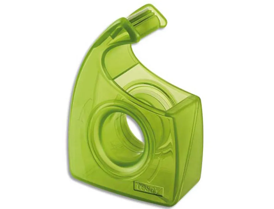 Dévidoir tesa easy cut green 100% recyclé pour ruban adhésif 19mmx33m lame dentelée coloris vert