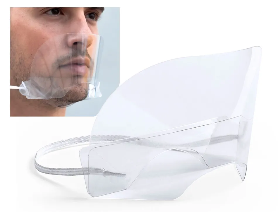 Ecran de protection bucco-nasal avec mentonniere materiel pet 17x8,5 cm