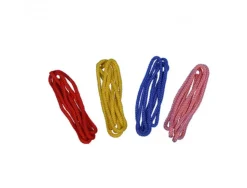 Elastiques cordes a sauter first loisirs cordes a sauter nylon tresse embouts brules lot de4 coloris assortis