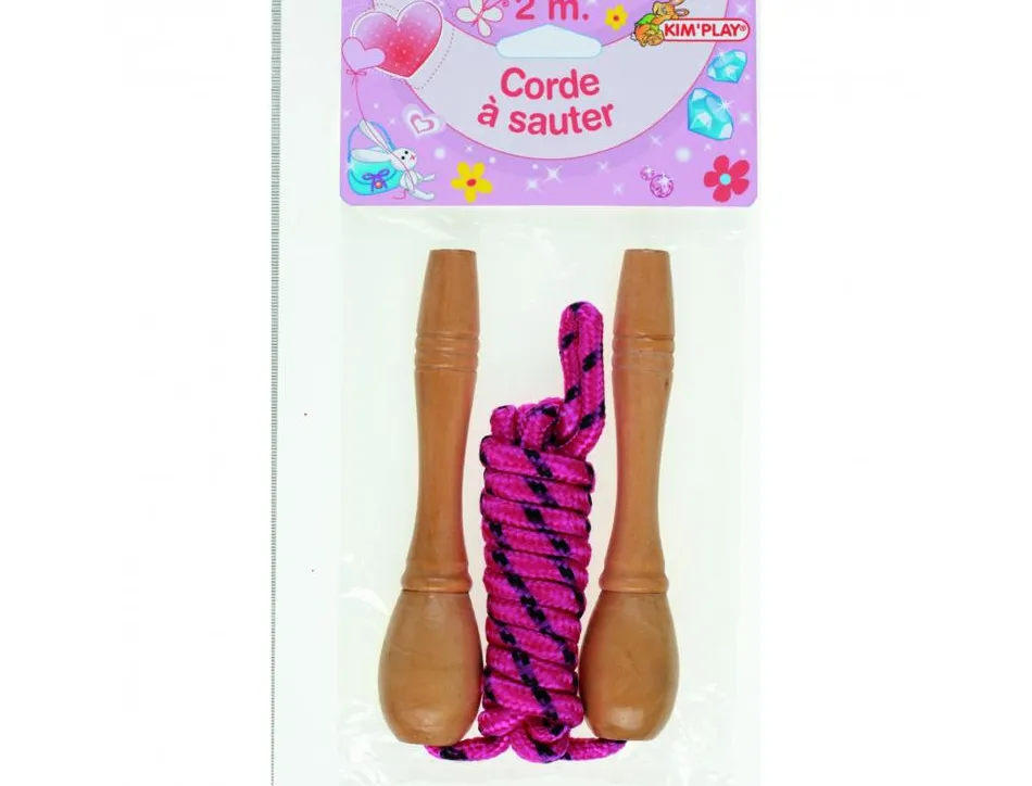 Elastiques cordes a sauter kim play corde a sauter poignees bois 2m