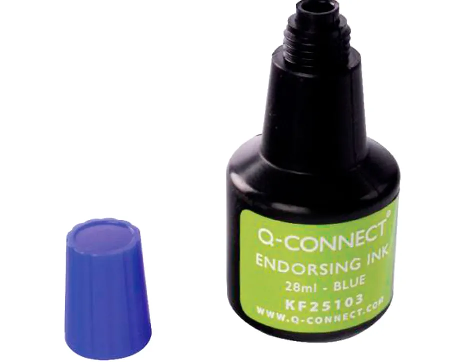 Encre à tampons q-connect pour feutre ou mousse coloris bleu flacon 28ml