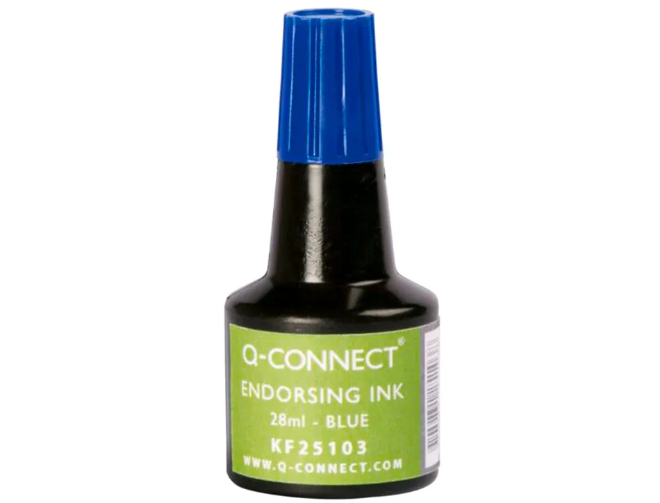 Encre à tampons q-connect pour feutre ou mousse coloris bleu flacon 28ml