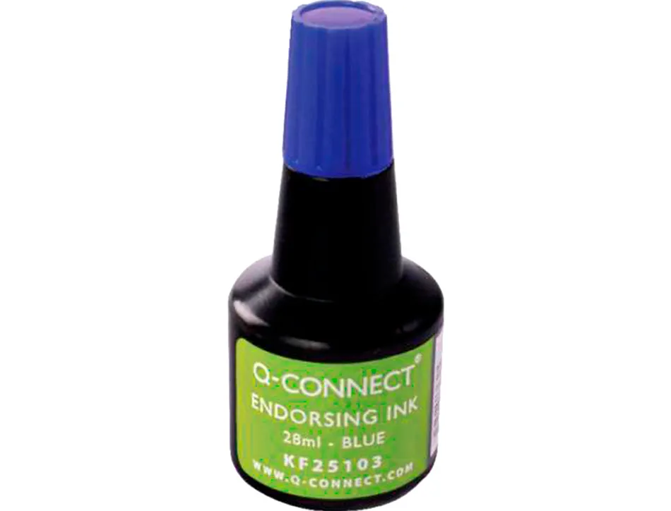 Encre à tampons q-connect pour feutre ou mousse coloris bleu flacon 28ml