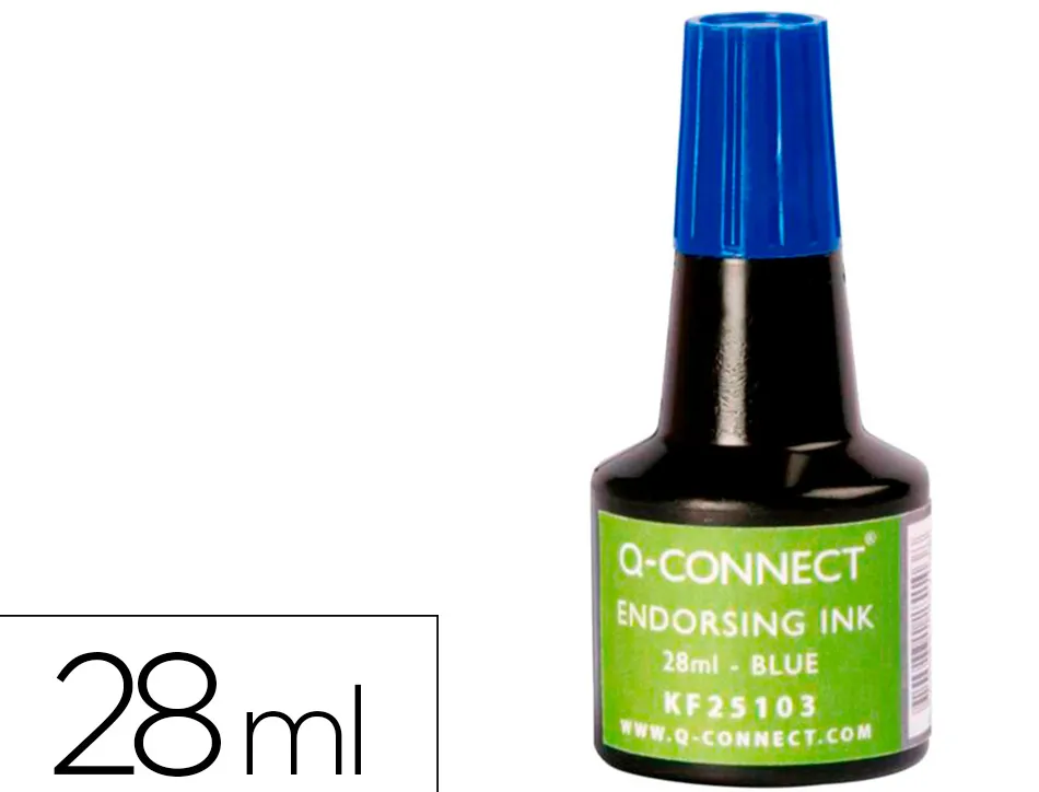 Encre à tampons q-connect pour feutre ou mousse coloris bleu flacon 28ml