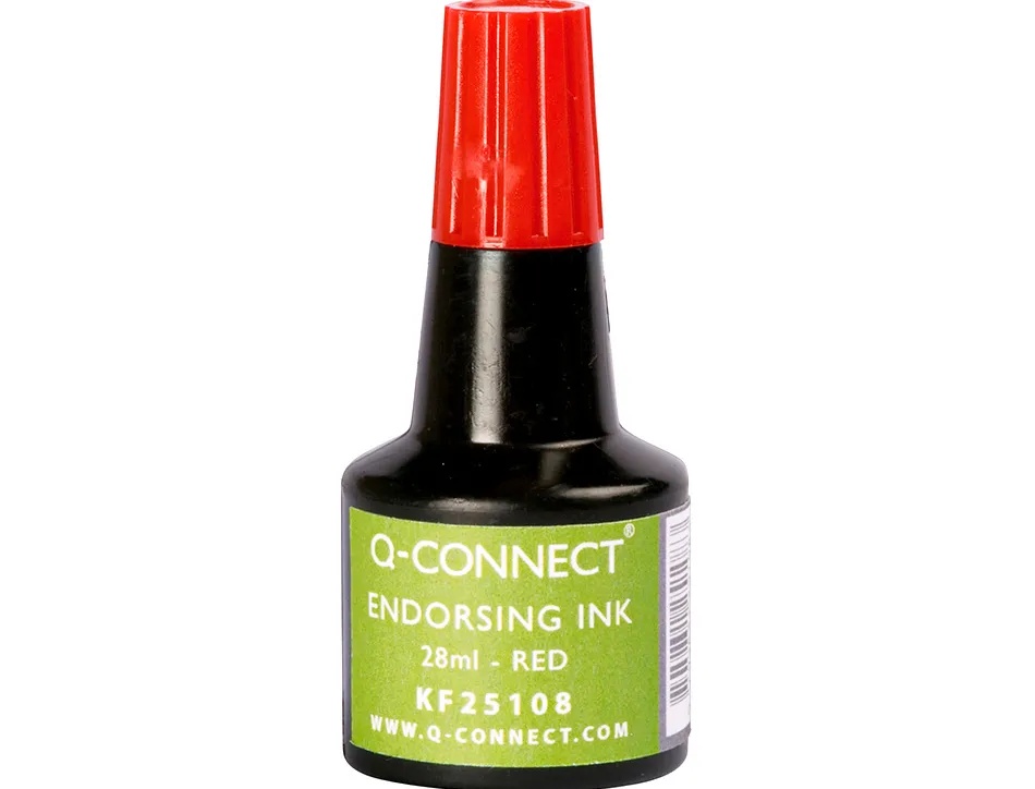 Encre à tampons q-connect pour feutre ou mousse coloris rouge flacon 28ml