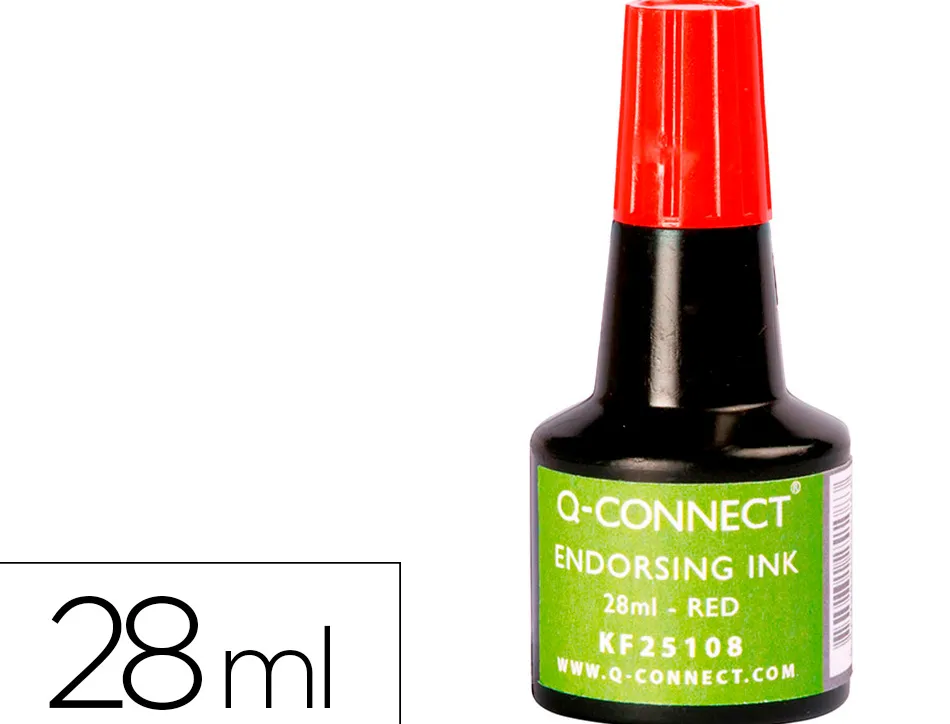 Encre à tampons q-connect pour feutre ou mousse coloris rouge flacon 28ml